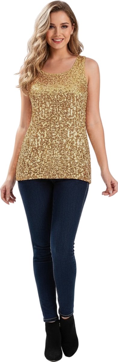 Goud Glitter Hemd Dames - Glinster - Shine - Shirt - Party - XS / S - Small