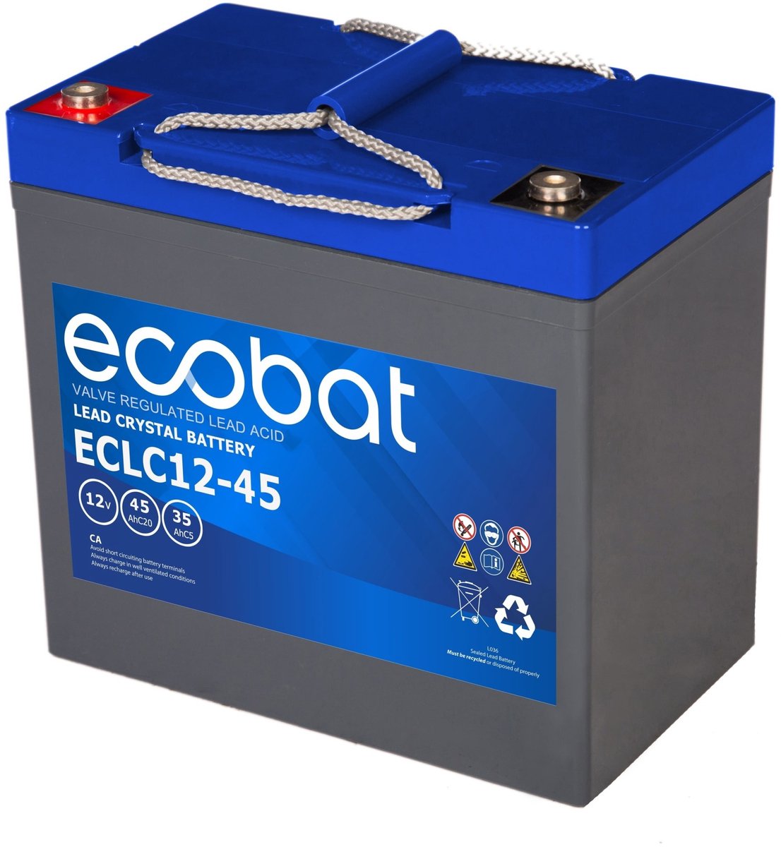 Ecobat - 45AH AGM accu voor uw scootmobiel (Ecobat) - 19.8 cm x 16.6 cm x 17.5 cm (LxBxH)
