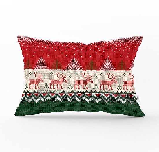 Velvet Kussenhoes - 30x50cm - Kerst rendieren - Fluweel Sierkussenhoes - Aan beide zijdig bedrukt