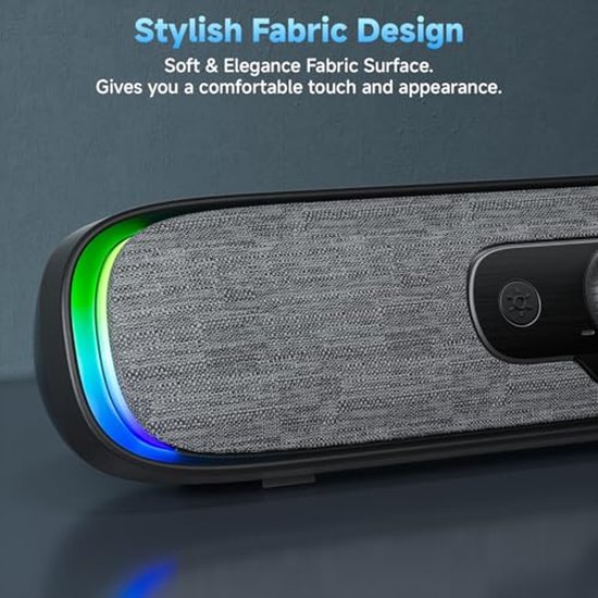 Compacte Bluetooth RGB Soundbar met LED-lichteffecten voor PC en Laptop — afbeelding 5