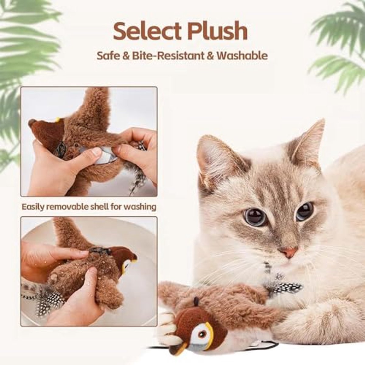 Interactief Kattenspeelgoed met Simulatie Vogel, Elektrische Flappende Vogel voor Katten