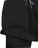 Short de sport noir à double couche avec un cordon visible contrastant.