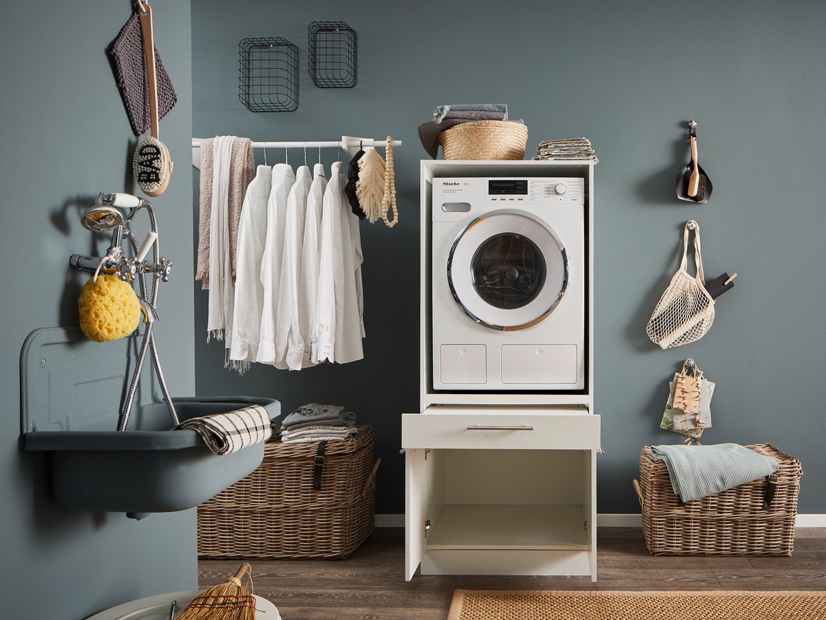 Wasmachine kast met verhoger - Wasmachine kast - Wasmachine ombouw meubel - Wit - Wasmachine ombouw kast - Hoogte 162 cm