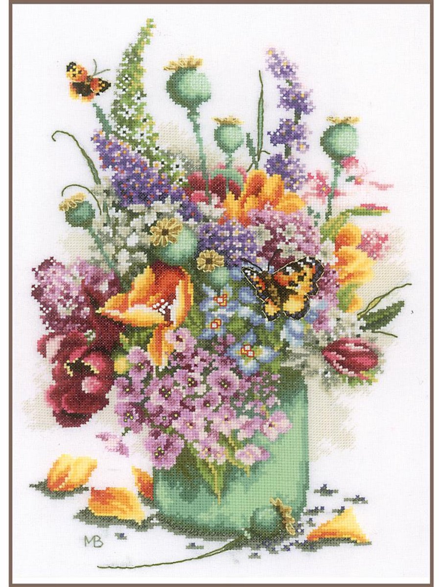 borduurpakket PN0214127 marjolein bastin, kleurig bloemboeket