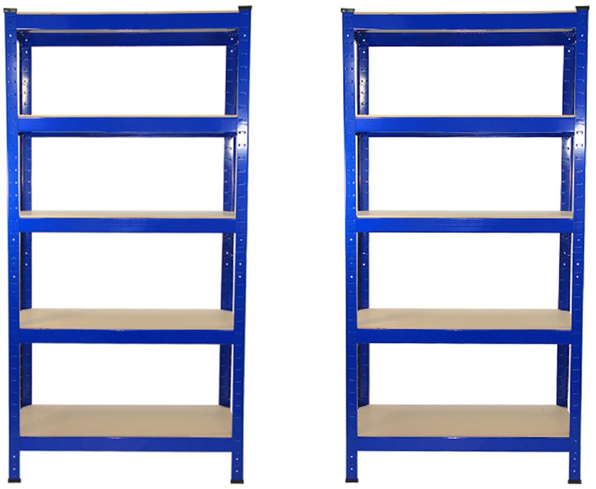 2x T-Rax Stelling Blauw 5-Lagen 75x150x30cm 150kg Per Plank