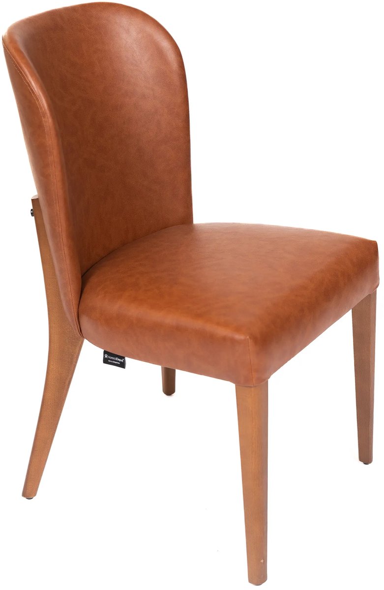 DepotHome Alberto - Eetkamerstoel set van 2 – Cognac PU Leer – Houten Poten – Restaurant of huis