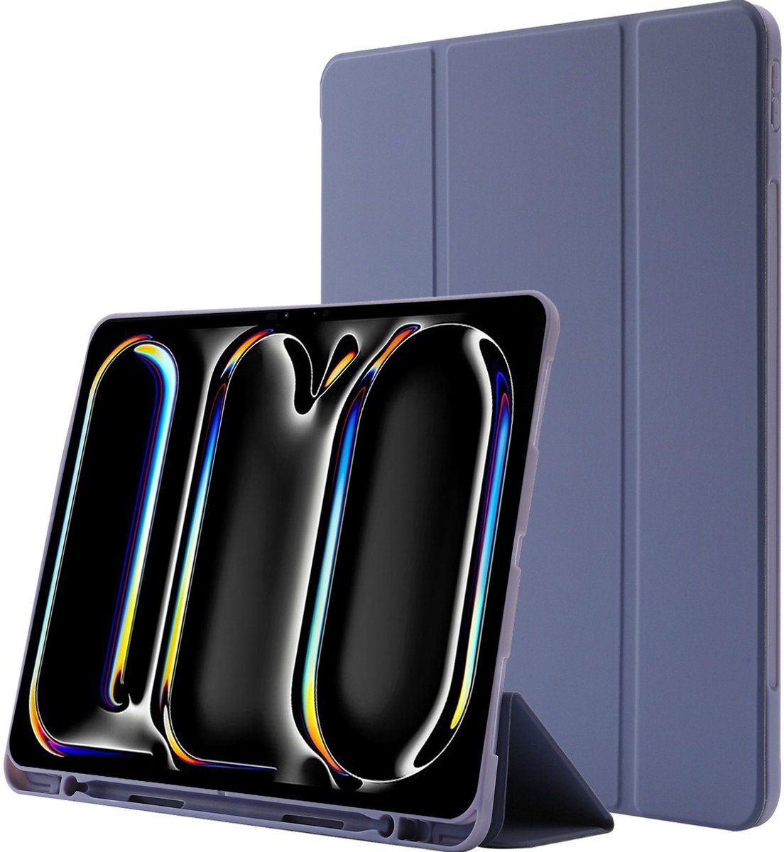 Mobigear Tablethoes geschikt voor Apple iPad Pro 13 Inch (2025) Hoes TPU,Kunstleer | Mobigear Tri-Fold Gel Bookcase + Stylus Houder - Paars
