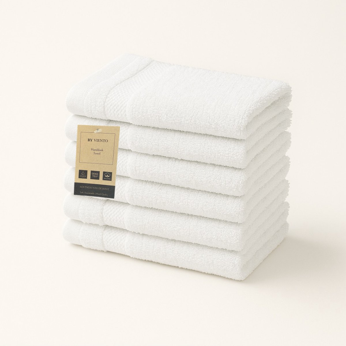 By Viento Luxe Gastendoeken – Set van 6 – 30×50 cm – Wit – Hotelkwaliteit – 100% Katoen – 600 g/m²