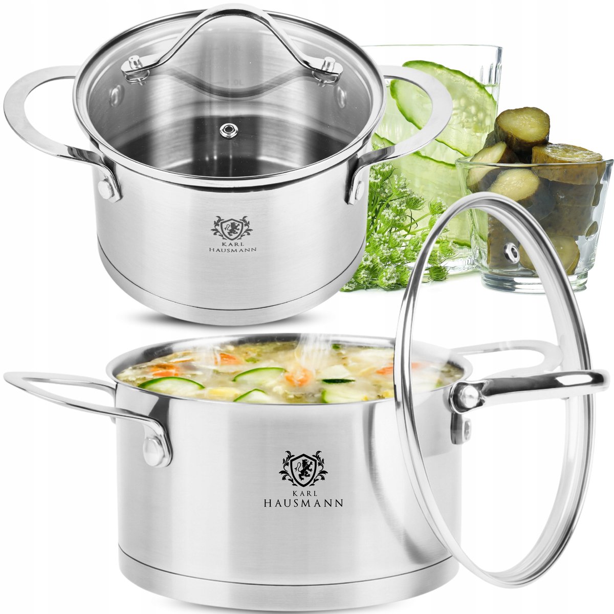Karl Hausmann RVS kookpan 1.9L 16cm met deksel - Inductie & Gas