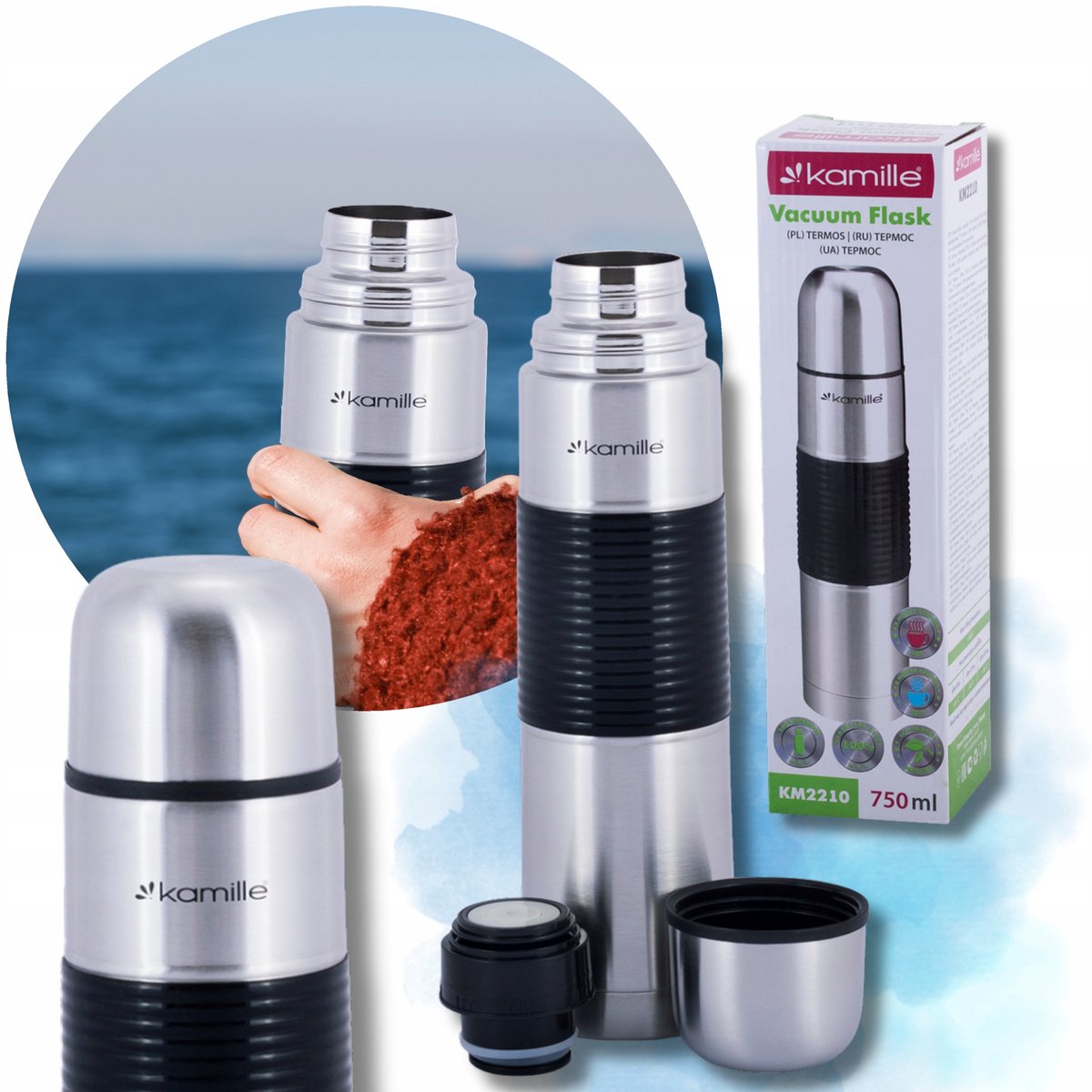 Kamille Thermoskan RVS 750ml - Houdt Warm/Koud 8-10u