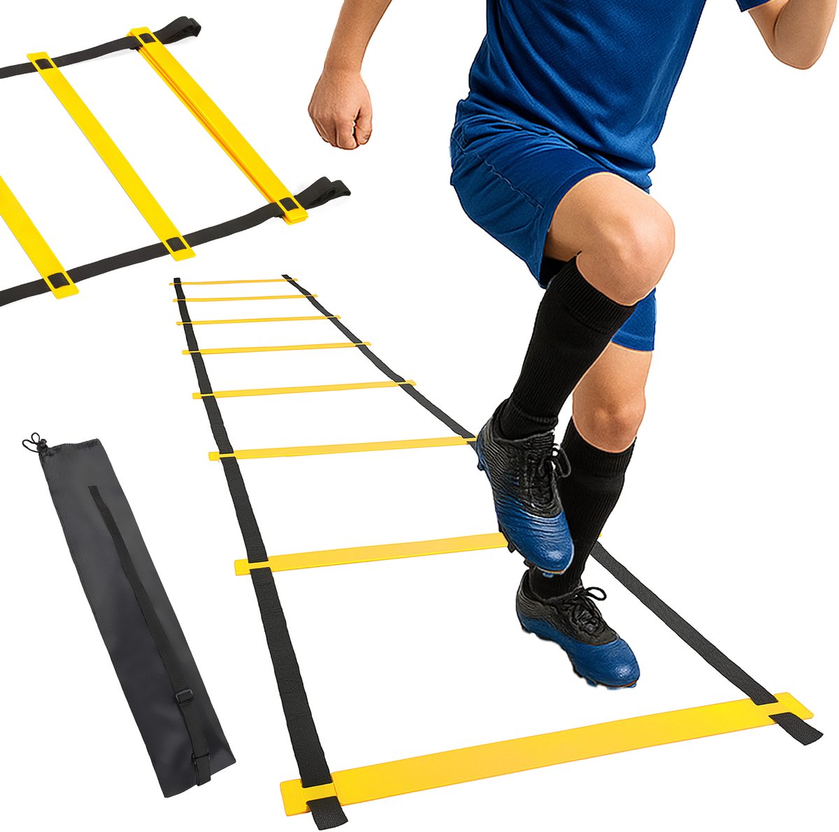 Outtec® Voetball Trainingsladder - Loopladder - Speedladder - Sportladder - Coördinatieladder - Agility Ladder - 8 Sporten - 4m