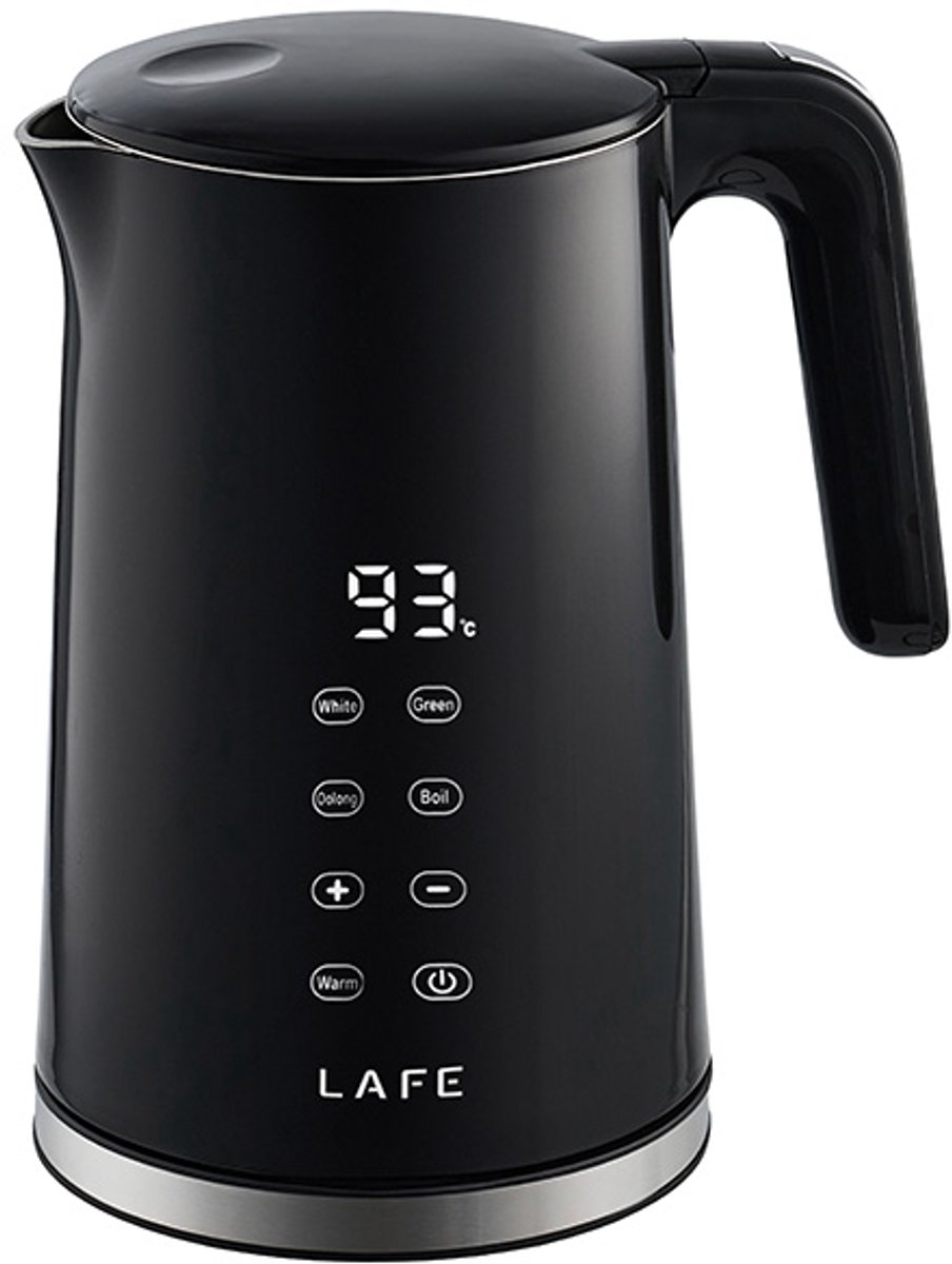 Lafe Digitale Dubbelwandige Thermo-gereguleerde Elektrische Waterkoker 1,7L Zwart– RVS – Temperatuurregeling – Keep Warm Functie – Veilig & Stil