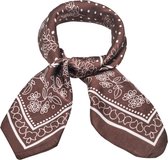Emilie collection - sjaal - satijn - bruin - print - vierkant 70 X 70 CM