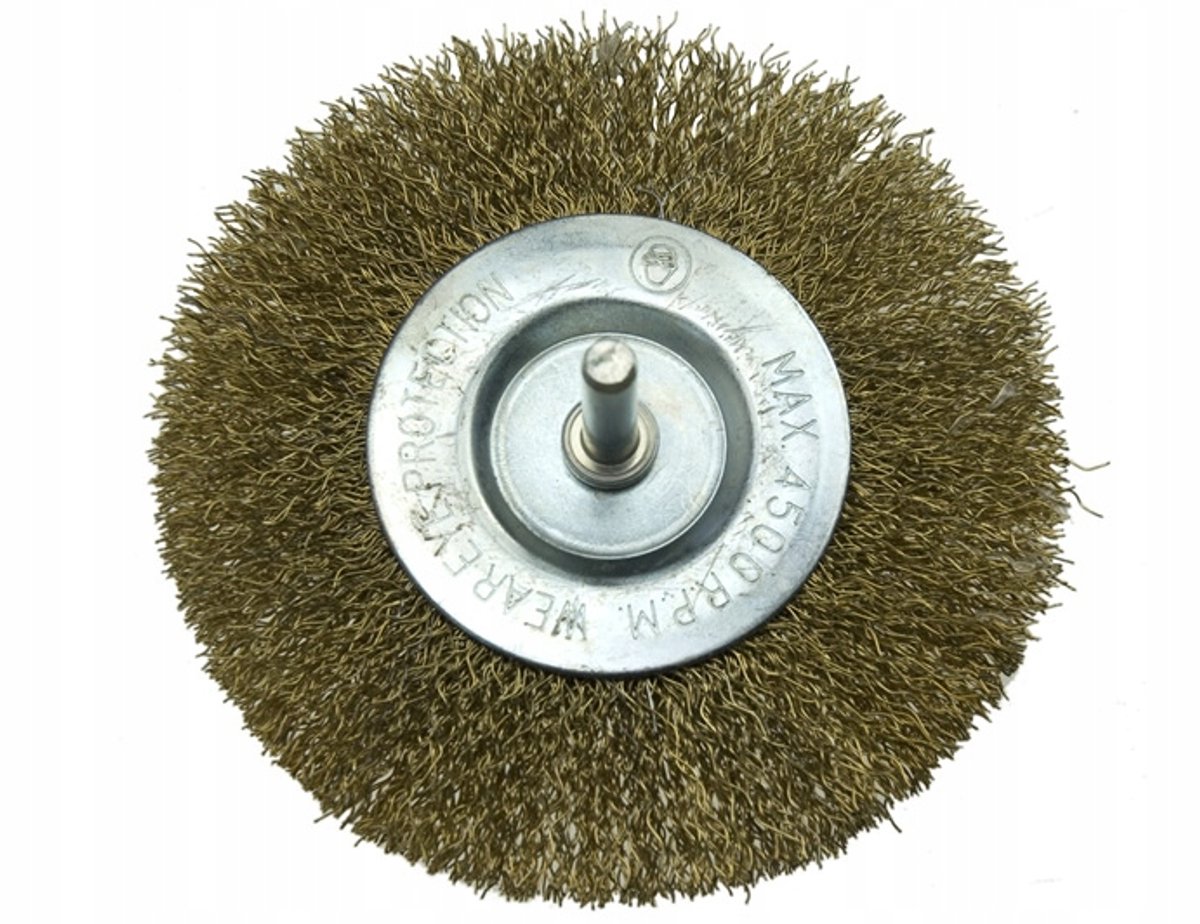 Messing Draadborstel Schijf 80mm met 6mm Schacht voor Boormachine