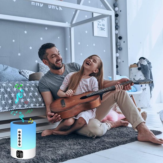 Bluetooth-luidspreker wekker nachtlampje, touch-bedlampje met witte ruis, Bluetooth-luidspreker nachtlampje voor kinderen, lichtgevende wekker cadeau voor tienermeisjes, kinderen, vrouwen, verjaardagen, Kerstmis van Tenllo — afbeelding 3