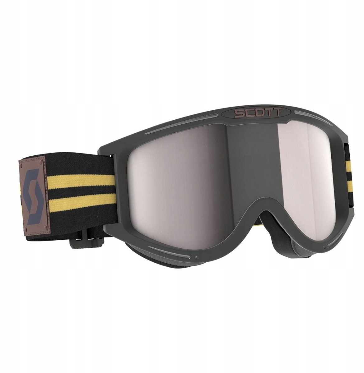 Scott 89X Era Retro motorbril - Zwart/Beige, Zilver Chroom