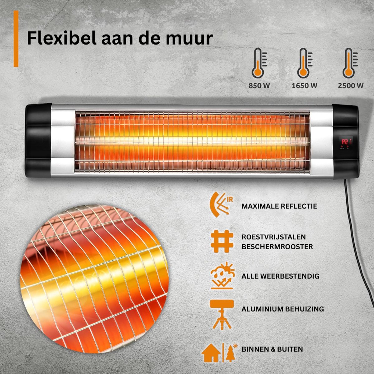 DailySupplies® Elektrische Kachel - Heater - Terrasverwarmers – foto 3