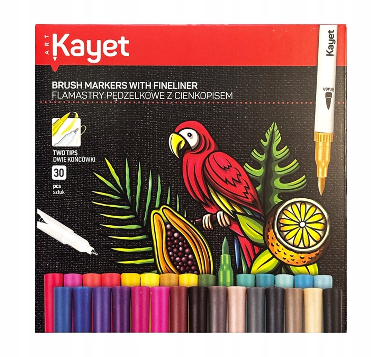 Kayet 30 Stuks Dubbelzijdige Markers: Penseel & Fineliner