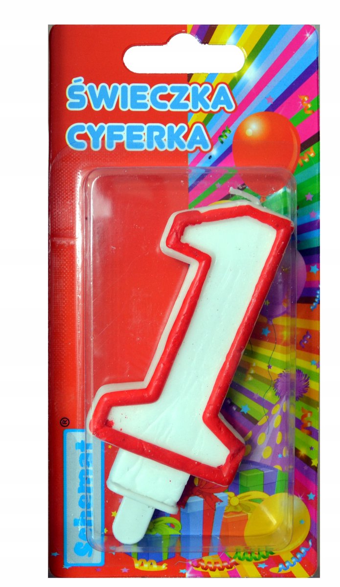 Verjaardagstaart Kaars "1" - 7cm Rode Rand - Feestelijke Decoratie