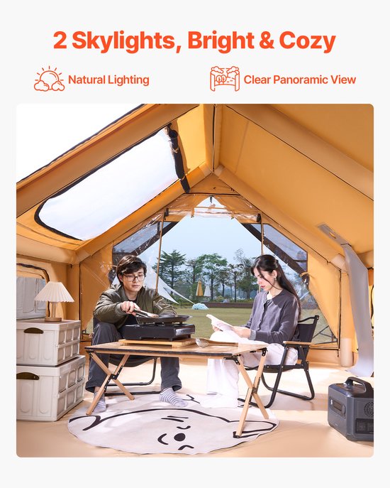 VEVOR Opblaasbare Tent voor Kamperen 5-8 Personen Glamping Tent 4x3x2.2m Geel van Merkloos — afbeelding 2