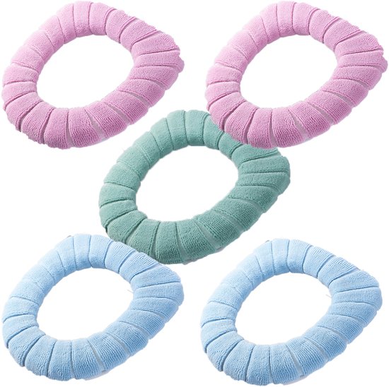 Vitdipy - Housse de siège de toilette - Lot de 5 - Housse de siège de toilette - Housse de siège de toilette - Siège de toilette doux - Réutilisable - Chaud - Lavable - Extensible - Rose, Bleu, Vert