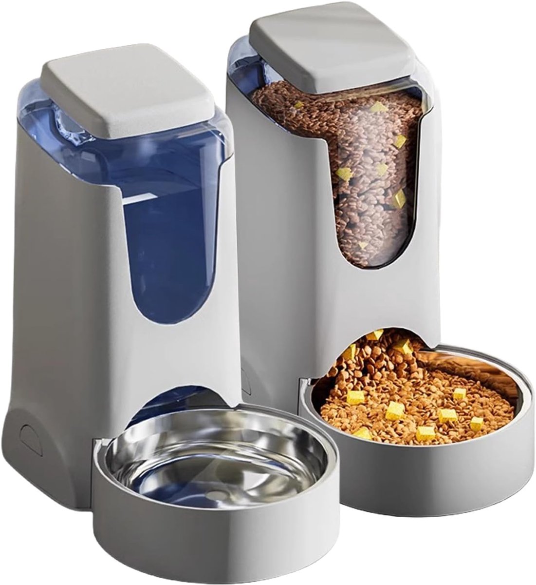 Automatische voerbak kat en hond - Voer en Water Dispenser Set - 2.8L + 4L - Afneembaar RVS Kom - Antislip Bodem - Voor Katten en Hondenvoer - Droogvoer - Automatische voerbak kat - Automatische voerbak - Automatische - €73,92