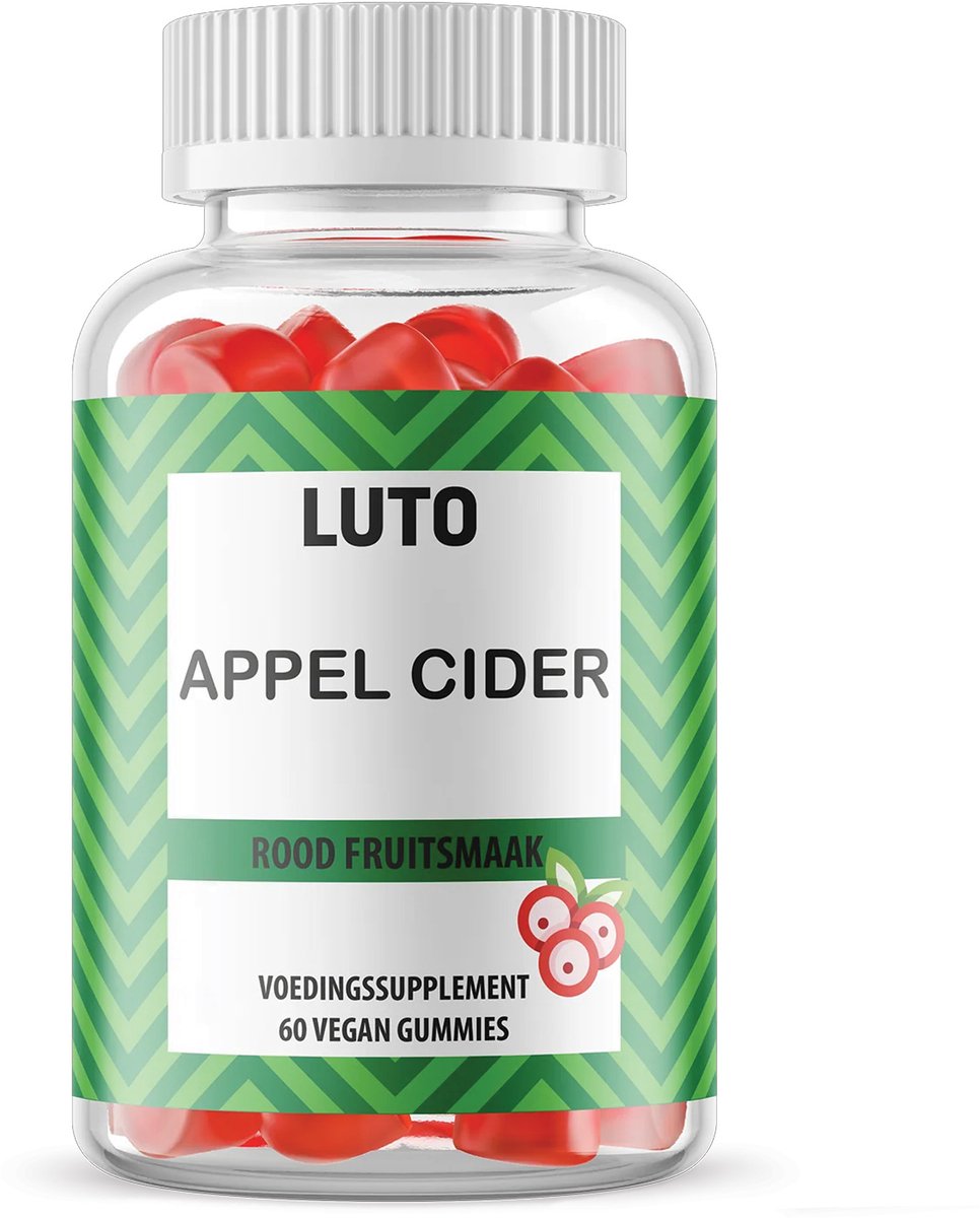 Appel Cider Vinegar gummies - Rood fruit smaak - Hoge dosering Apple cider vinegar extract - 500 mg - geen capsule, poeder of tablet - Vegan - 60 gummies - LUTO Supplements