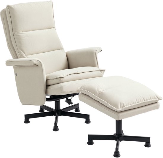 HOMCOM Massage-relaxfauteuil met Voetenbankset Beige - HOMCOM-Massage-relaxfauteuil - €139,90