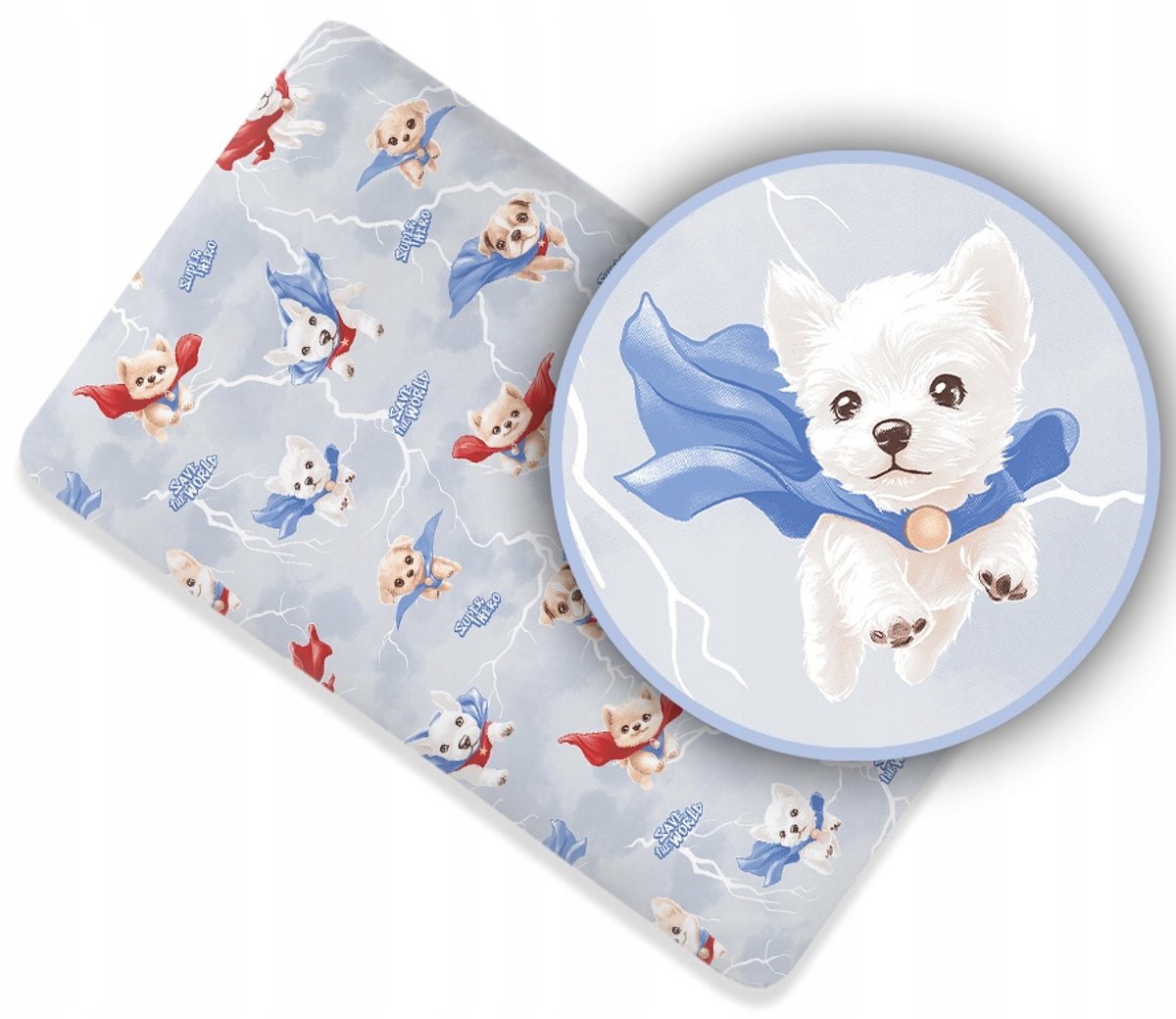 100% Katoenen Hoeslaken Kinderbed 180x90cm - Super Honden Blauw