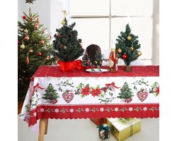 Tafelkleed -Kersttafelkleed - Tafelkleed voor Kerst - Rechthoekig Wasbaar Vuilafstotend - voor Kerstmis Nieuwjaar Decoratie - Kerstfeest Wooninrichting - Kersttafelkleden om op Te Zitten - 150cm x 220cm