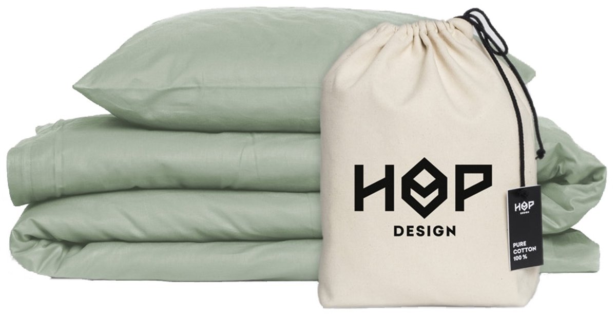 HOP DESIGN Beddengoed 220x200cm Katoen Saliegroen