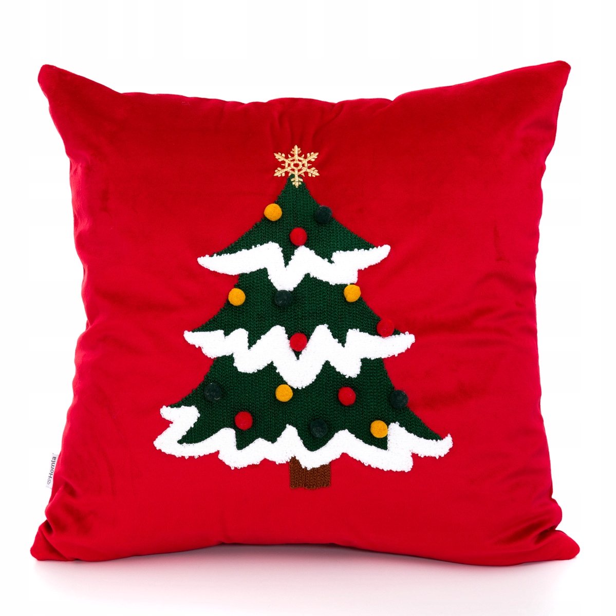 HOMLA TINGLA Kerstkussenhoes met geborduurde kerstboom, rood, 45x45 cm