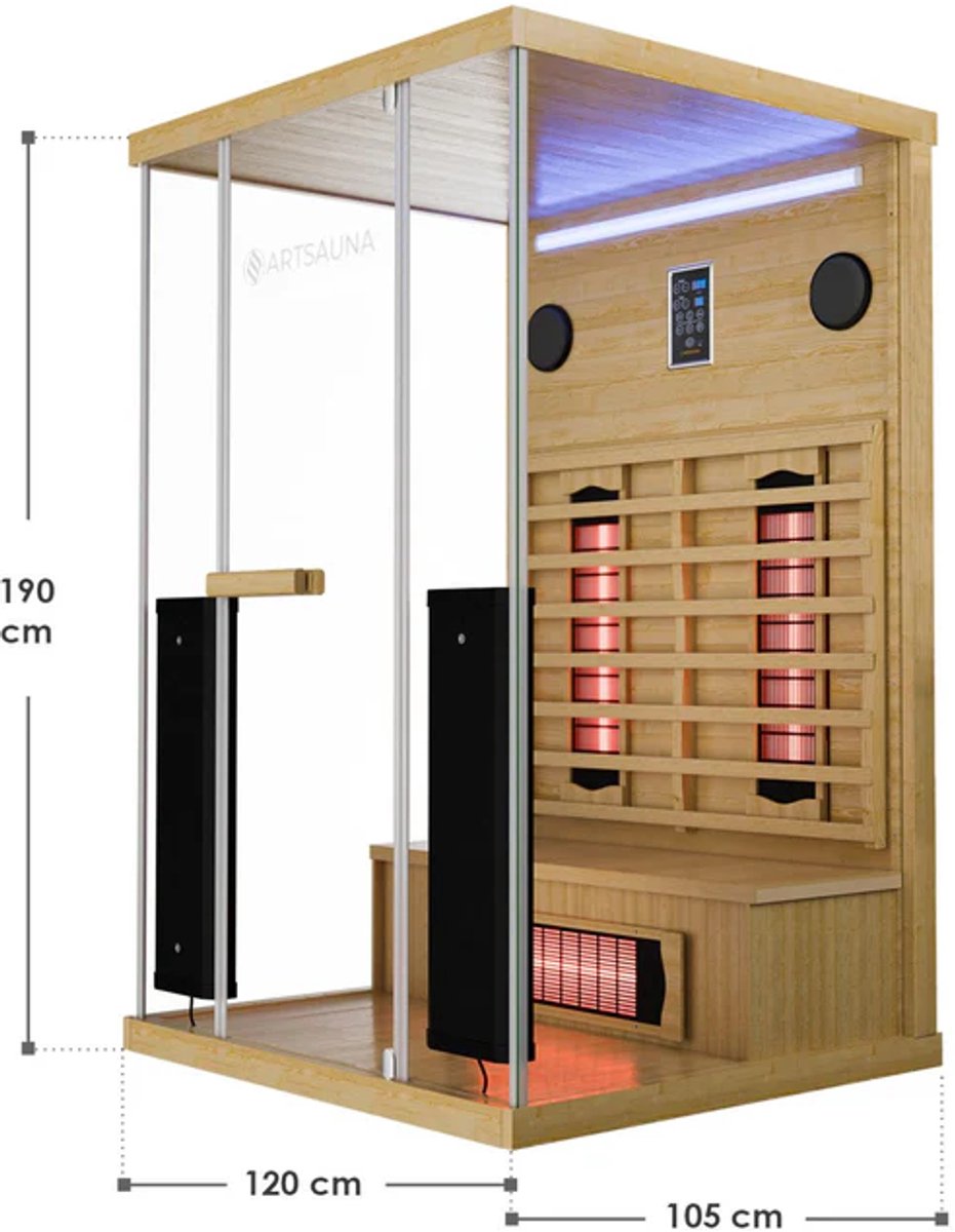 Infraroodcabine / Sauna Göteborg - 2 Personen - 120x105x190 cm thumbnail 6