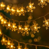 Giftmas LED Lichtgordijn Sneeuwvlokken – Kerstverlichting voor Binnen - Kerstlampjes Op Batterij – Lichtslinger Kerst - 50 LED's – 6m - Kerstversiering - Kerst Lampjes Slinger - Kerstdecoratie