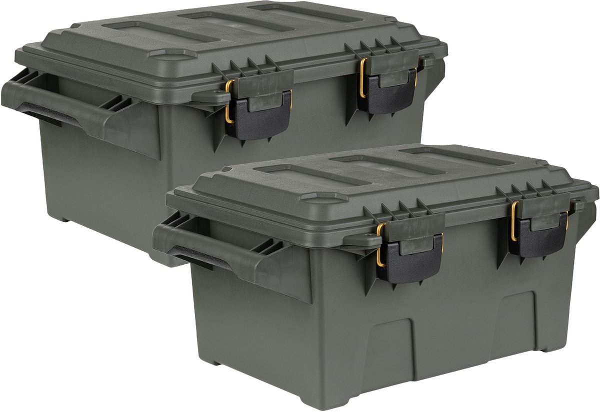 Fosco industries outdoor/tuin opberg box - 2x - waterdicht - groen - 30 liter - 47 x 30 x 21 cm - kunststof