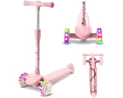 Suotu Kinderstep - Step - 3 Lichtgevende Wielen - EXTRA BREEDE WIELEN - Step 3+ Jaar tot 50kg - Speelgoed Jongens/Meisjes - Roze