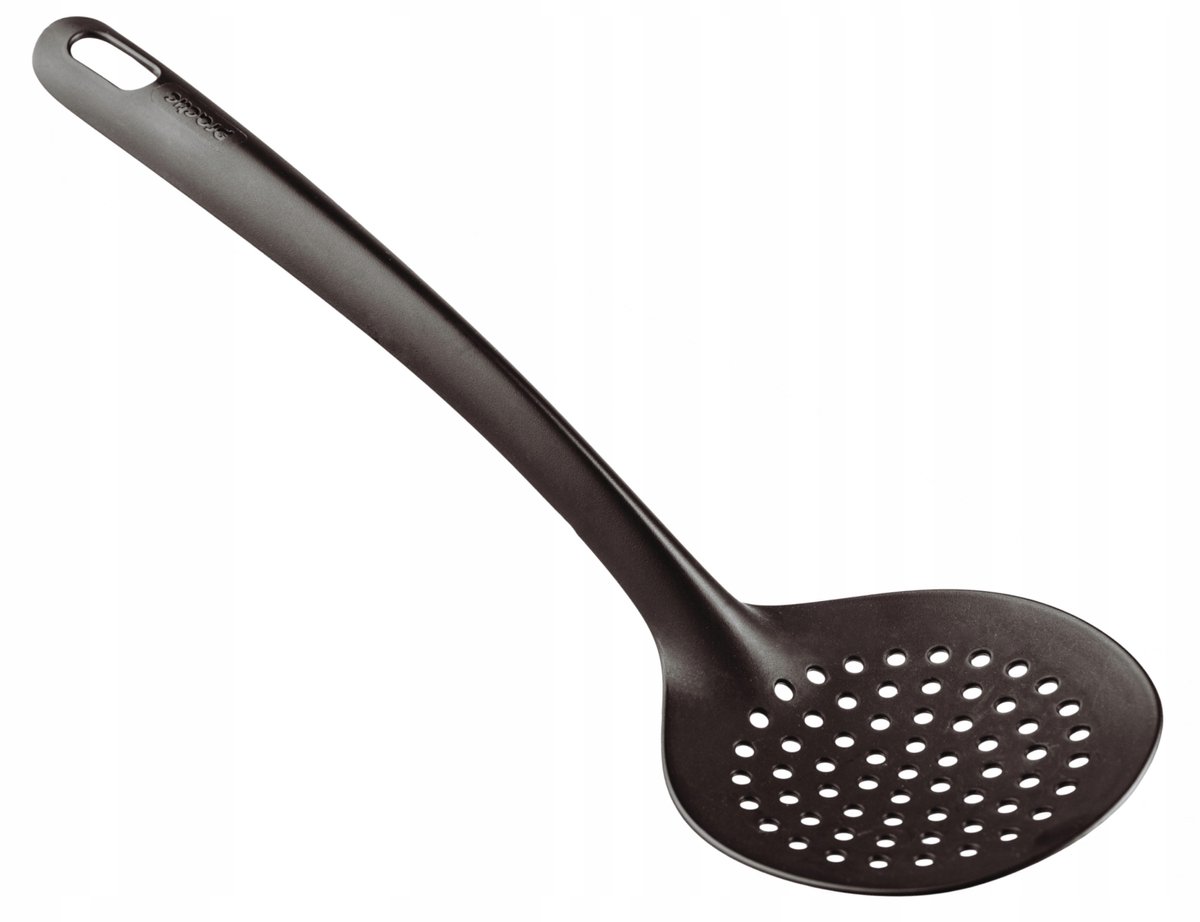 Grote zwarte teflon schuimspaan/zeeflepel voor keuken en pierogi