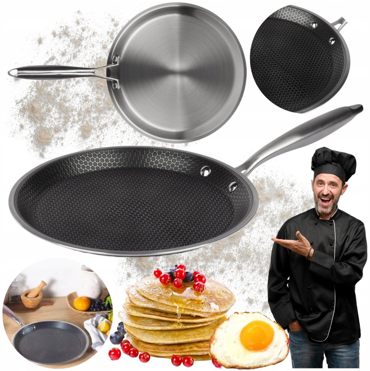 Roestvrijstalen Pannenkoekenpan met Anti-aanbaklaag, 28cm, Inductie