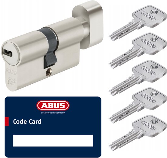 Abus D10 Cilinder 50/35mm Nikkel met Knop - CERTIFICAAT KLASSE C