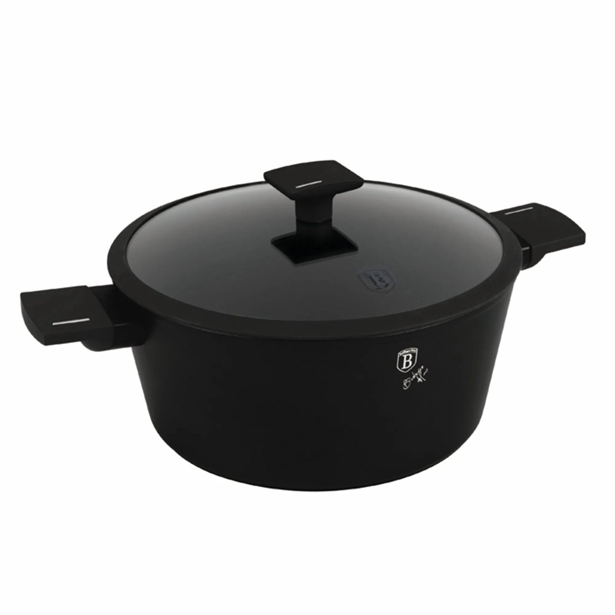 Gietijzeren pan met deksel 28cm 6.1L Mat Zwart