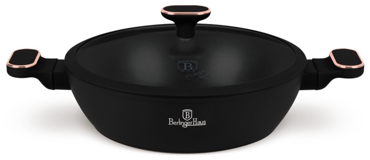 Platte Pan 3,8L met Deksel 28cm - Black Rose Collectie