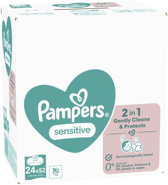 Pampers Sensitive Babydoekjes - 24 Verpakkingen a 52 Doekjes = 1248 Billendoekjes