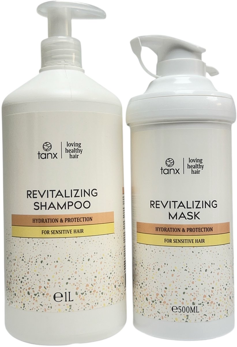 TANX Professonal Revitalizing Shampoo 1000 ml met pomp + Masker 500 ml met pomp Hydraterend & Beschermend By Phytodess Paris