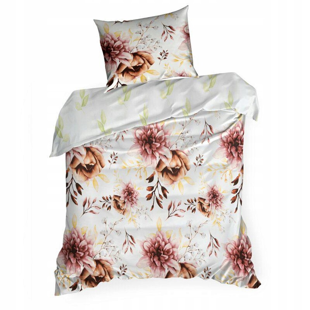 Dekbedovertrek Lea 140x200cm Microvezel - Wit & Paars Bloemenpatroon