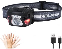 Hoofdlamp voor buiten - Oplaadbaar type C - 6 standen - 1000+ lumen - IPX5 waterdichte zaklamp - 12 uur continu licht, ideaal voor kamperen, lezen, sporten, hardlopen, wandelen en vissen.