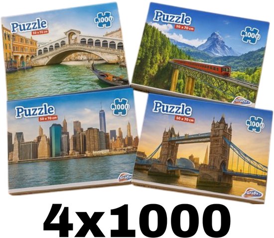 Pack économique de 4 Puzzles ! Puzzle Grafix 4x1000 pièces (4 Adultes) - Remise sur quantité - Puzzles - 4 Puzzles différents