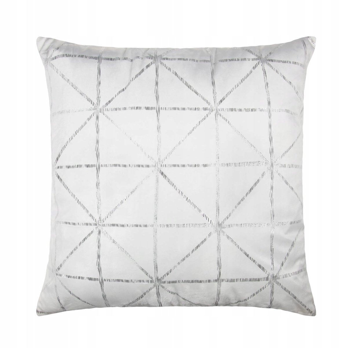 Decoratieve Kussenhoes 45x45cm Fluweel Glanzend Wit met Zilveren Print