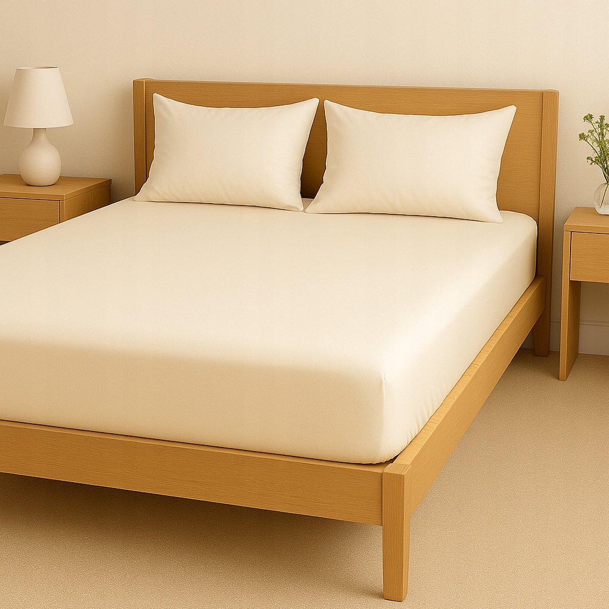 Jersey Hoeslaken 160x200cm Ecru - overdreven & Hypoallergeen