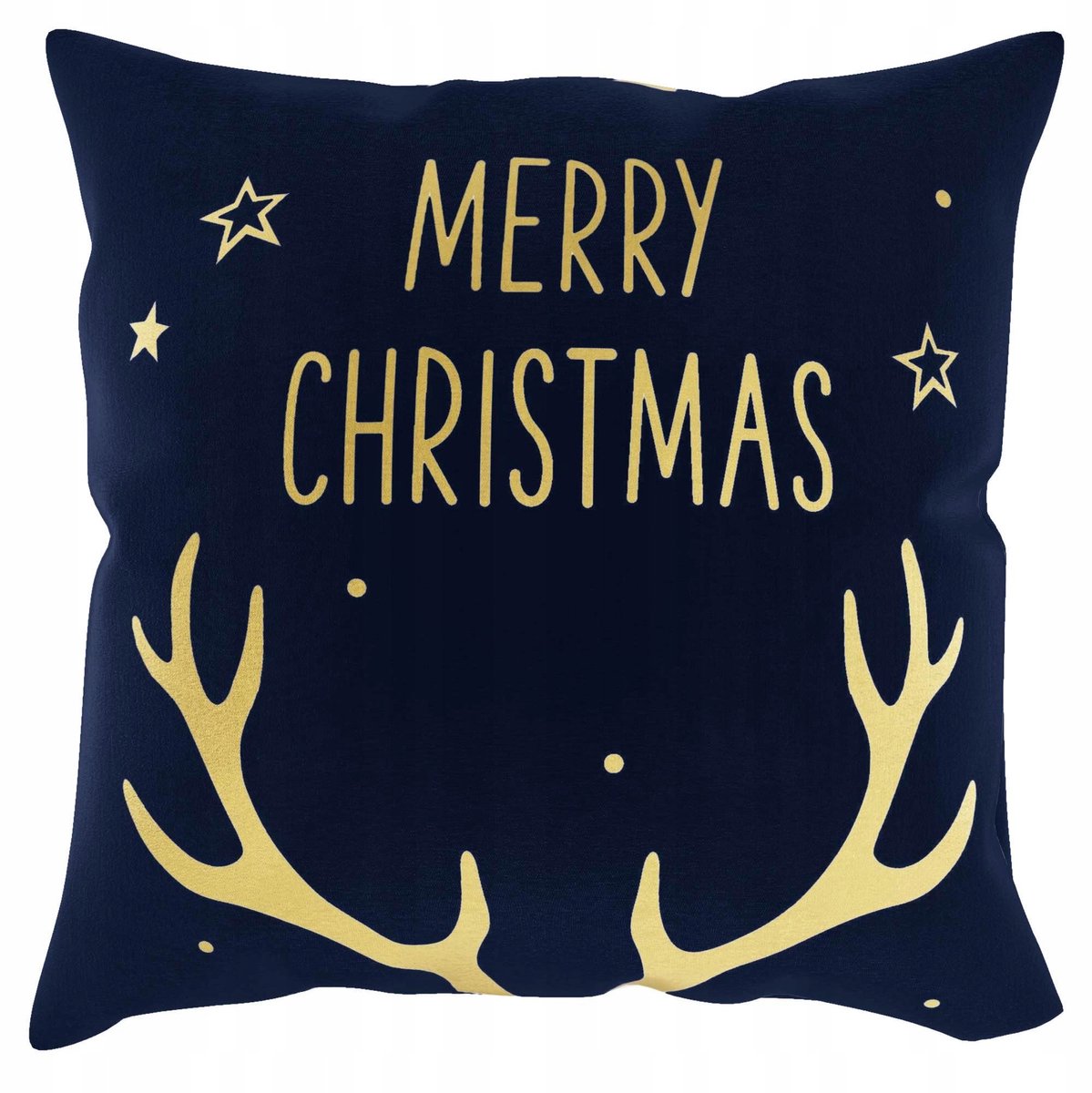 Kerst Kussenhoes 45x45cm - Marineblauw met Gouden Print