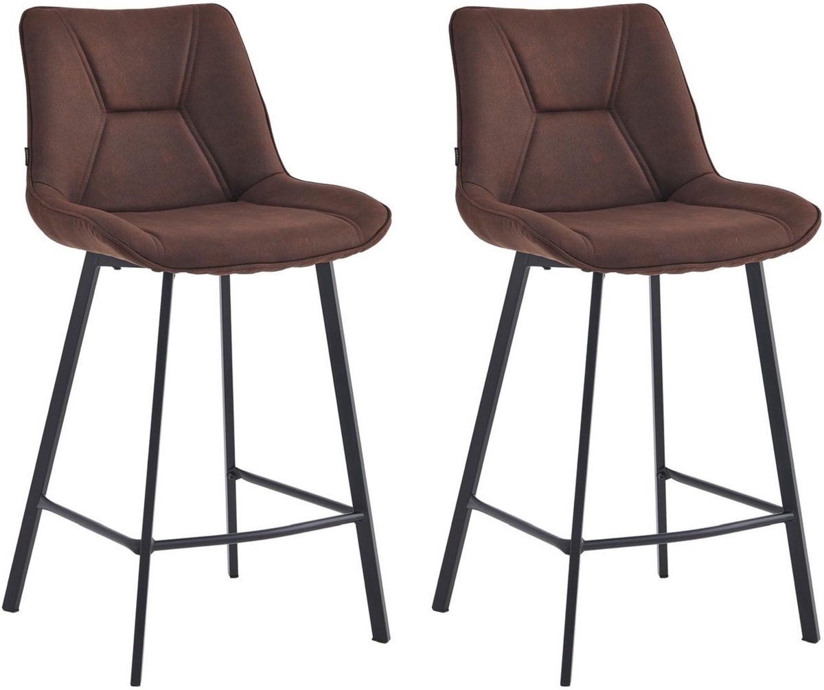 Colenis® - Zera Barstoel - Set Van 2 - Bruin - Microfiber - Microvezel - Industrieel